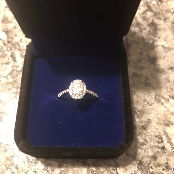 New Certified 1ct. Oval Cut Diamond Moissanite Engagement Ring - Picture 3 of 12